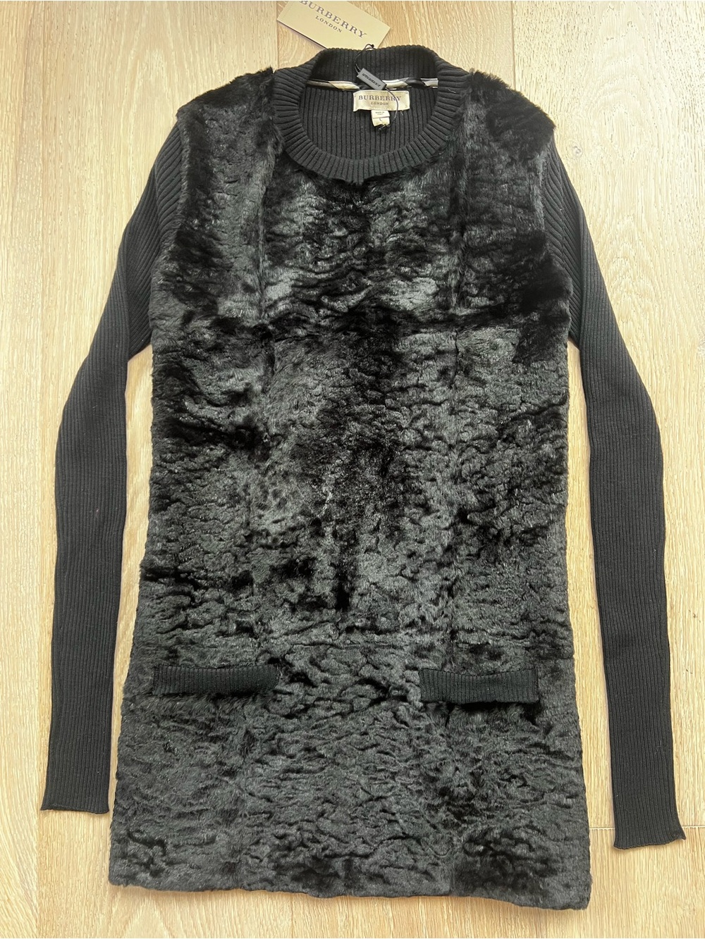 Burberry Rabbit Fur Wool Knit Sweater Top Size L